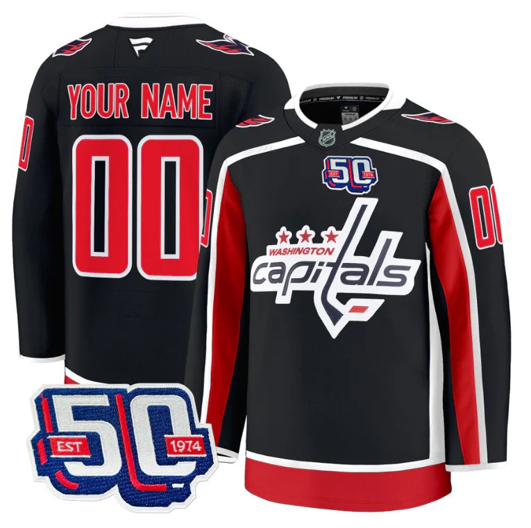 Men Custom Washington Capitals Jersey 50th Anniversary Premium Stitched