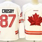 Men's Canada Hockey #87 Sidney Crosby White With C Patch Stitched Jersey