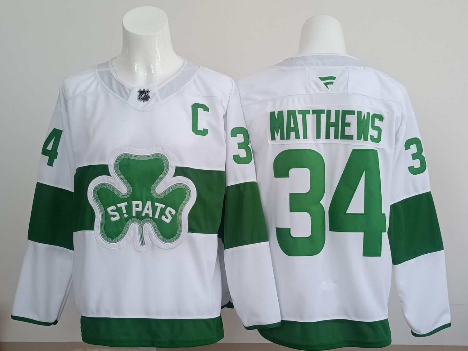 Men's Toronto Maple Leafs #34 Auston Matthews White St Pats Authentic Jersey