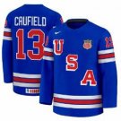 Men's Cole Caufield #13 USA Hockey Jersey 2025-26 Premium Vapor Patch Stitched Blue