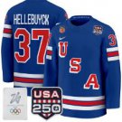 Men Connor Hellebuyck #37 USA Hockey Jersey Olympic 250 Patch Premium Stitched