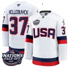 Men's Connor Hellebuyck Jersey #37 USA White 2025 4 Nations Face-Off Stitched