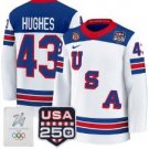 Men's Quinn Hughes #43 Usa Olympic Hockey Jersey 250 Premium 2026 Patched Stitched