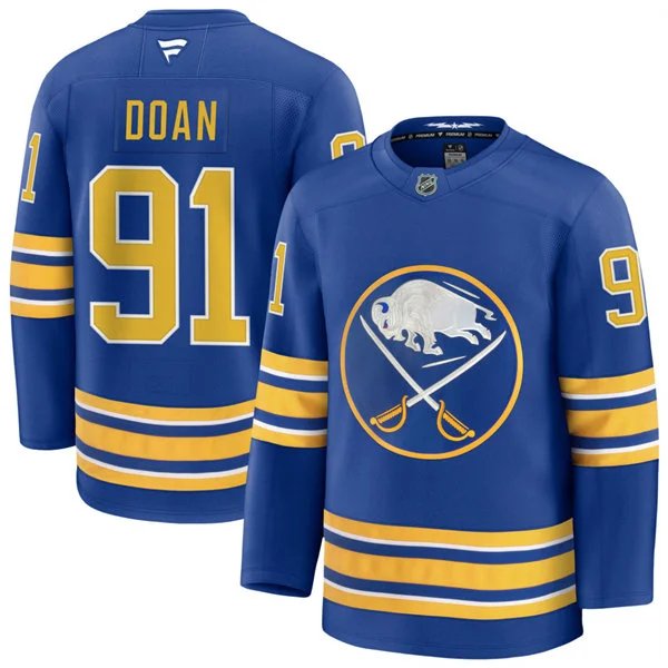 Men's BUF #91 Josh Doan stitched Royal Home Premium Jersey