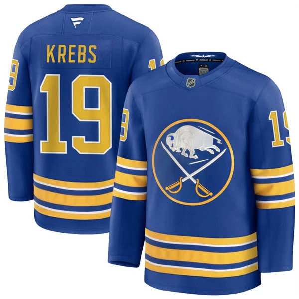 Men's BUF #19 Peyton Krebs stitched Royal Home Premium Jersey