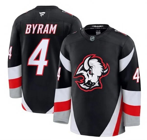 Men's BUF #4 Bowen Byram stitched Black Alternate Premium Jersey