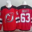 Men's New Jersey Devils #63 Jesper Bratt Red 2024-25 Home Stitched Jersey