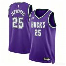 Mens Milwaukee Bucks #25 Kasparas Jakucionis Purple Classic Edition Jersey