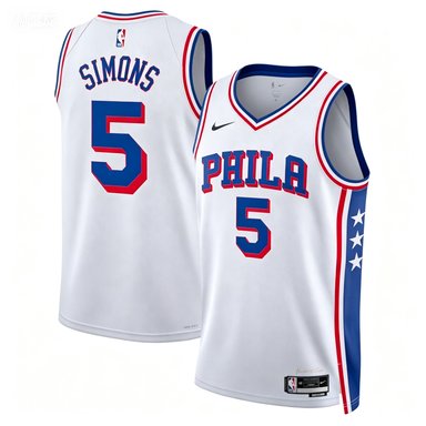 76ers #5 Anfernee Simons White Association Edition Swingman Jersey
