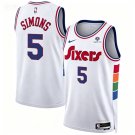 76ers #5 Anfernee Simons City Edition Swingman Jersey White