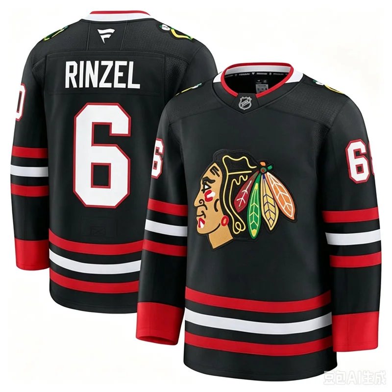 Mens CHI #6 Sam Rinzel Black Alternate Jersey