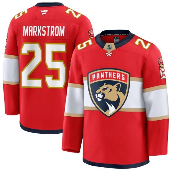 Men's Florida Panthers #25 Jacob Markstrom Red Home Premium Jersey