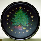 Vintage Christmas Tree Tray tin or aluminum
