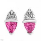 Earrings With Diamonds and Created Sapphires (pink)