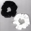 Set of 2 Cotton Scrunchies Black & White Ponytail holder