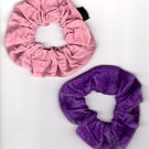 Set of 2 Suede Scrunchies Ponytail holder Purple & Pink