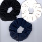 Set of 3 Hair Scrunchies cotton Ponytail holder navy, ivory, black
