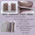 NWT COACH 40199 Hampton Signature Compact Clutch Wallett Khaki with Silver