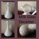 Milk Glass Handled Decanter with Swirl stopper