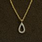 Pear Shaped Diamond Pendant Necklace 14k Solid Gold Teardrop Diamond Pendant.