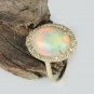 Natural Pave Diamond Ethiopian Opal Gemstone Cocktail Ring 14k Gold HandmadeRing