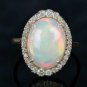 Natural Pave Diamond Ethiopian Opal Gemstone Cocktail Ring 14k Gold HandmadeRing