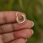 Natural Diamond Septum Clicker Piercing 14k Gold 3 Concentric Line Halo Hoop.