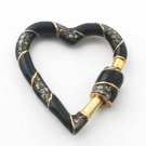 1Pc Pave Diamond Heart Carabiner Enamel Screw Clasp Sterling Silver Diamond Lock