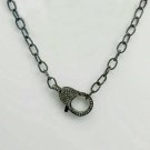 Pave Diamond Lobster Clasps Necklace 925 Silver Diamond Lock Clasps Necklace.