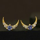 Natural Diamond Moon Earring 14k Gold Tanzanite Minimalist Dainty Earring Gift. Natural Diamond Moon Earring 14k Gold Tanzanite Minimalist Dainty Earring Gift.
