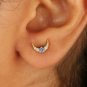 Natural Diamond Moon Earring 14k Gold Tanzanite Minimalist Dainty Earring Gift.