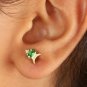 Pave Diamond Tiny Earring 14k Gold Tsavorite Garnet Handmade Fine Earring Gift.