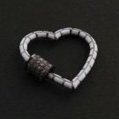 Pave Diamond Carabiner Lock 925 Silver Heart Enamel Clasps Jewelry Finding Suply
