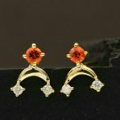 Diamond Moon Earring 14k Gold Spessartite Garnet Minimalist Stud Earring Gift. Diamond Moon Earring 14k Gold Spessartite Garnet Minimalist Stud Earring Gift.