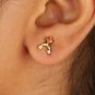 Diamond Moon Earring 14k Gold Spessartite Garnet Minimalist Stud Earring Gift.