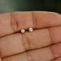 Tiny Solitaire Studs 14k Gold Small Diamond Screwback Earrings Baby Girl Gift.