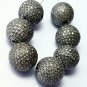 12mm Beads Ball Pave Diamond Beads Findings 925 Silver Necklace Beads Findings.