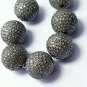 12mm Beads Ball Pave Diamond Beads Findings 925 Silver Necklace Beads Findings.