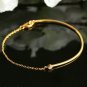 14k Solid Gold Chain Bracelet Curved Wire Bracelet Diamond Cuff Bracelet Gift.