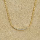 Diamond Bar Necklace 14k Solid Gold Minimalist Curved Bar Necklace Wedding Gift.