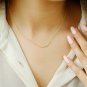 Diamond Bar Necklace 14k Solid Gold Minimalist Curved Bar Necklace Wedding Gift.