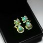 Ethiopian Opal Diamond 14k Solid Gold Kitty Cat Earring Cat Bow Stud Earrings.