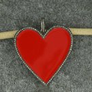 Pave Diamond Red Enamel Pendant Valentine Gift Enamel Necklace 925 Sterling.