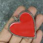 Pave Diamond Red Enamel Pendant Valentine Gift Enamel Necklace 925 Sterling.