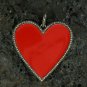 Pave Diamond Red Enamel Pendant Valentine Gift Enamel Necklace 925 Sterling.