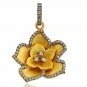 Pave Diamond Flower Pendant 925 Silver Handmade Vermeil Necklace Jewelry Gift.