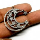 Pave Diamond Moon And Stars Pendant 925 Silver Elegant Diamond Valentine Pendant Pave Diamond Moon And Stars Pendant 925 Silver Elegant Diamond Valentine Pendant