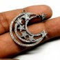 Pave Diamond Moon And Stars Pendant 925 Silver Elegant Diamond Valentine Pendant