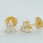 Three Diamond Stud Earring Solid 14k Gold Earring Triangle Cluster Wedding Gift.