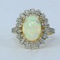 Pave Diamond Opal Ring 14k Gold Wedding Proposal Ring Gift Fine Jewelry Gift.